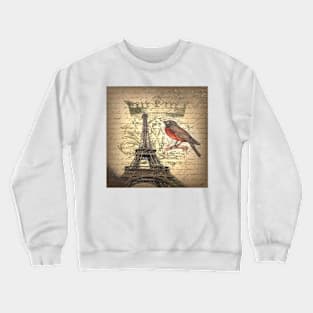 dark academia bird vintage crown french scripts paris eiffel tower Crewneck Sweatshirt